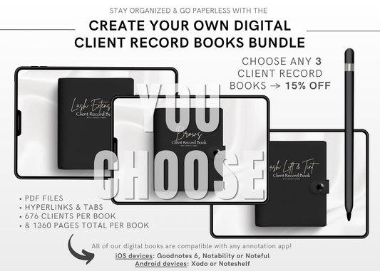 Create Your Digital Client Record Books Bundle (Choose 3 Services)