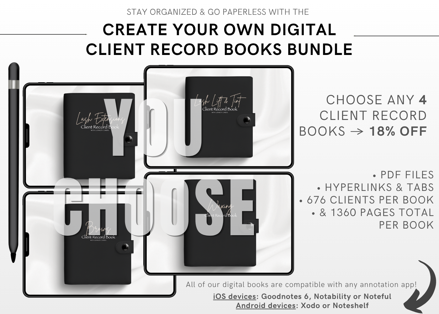 Create Your Digital Client Record Books Bundle (Choose 4 Services)