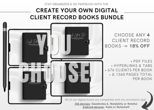 Create Your Digital Client Record Books Bundle (Choose 4 Services)