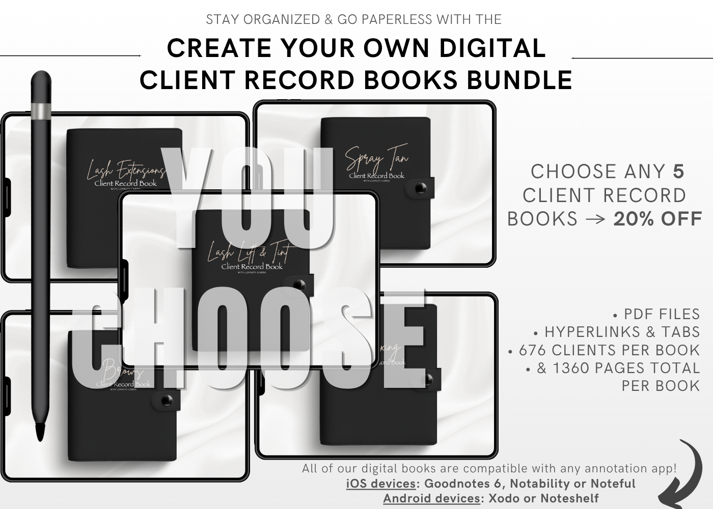 Create Your Digital Client Record Books Bundle (Choose 5 Services)