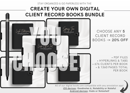 Create Your Digital Client Record Books Bundle (Choose 5 Services)
