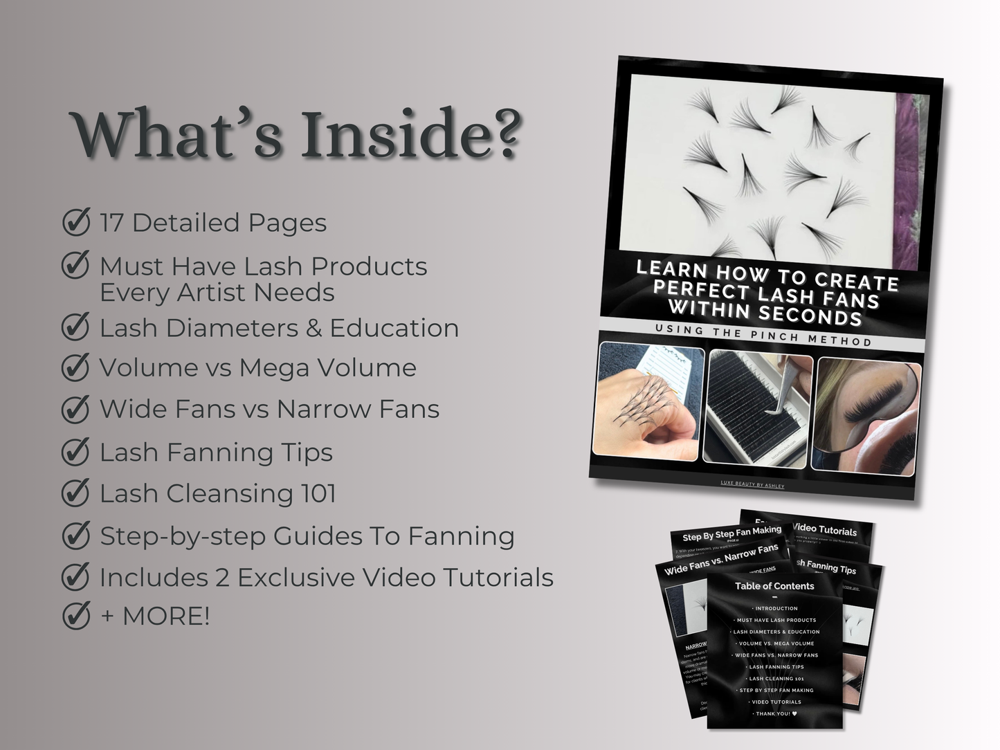 Lash Fanning E-Book for Beginners & Pros - Learn How to Create Perfect Lash Fans Within Seconds | Pinch Method | Lash Artist Guide