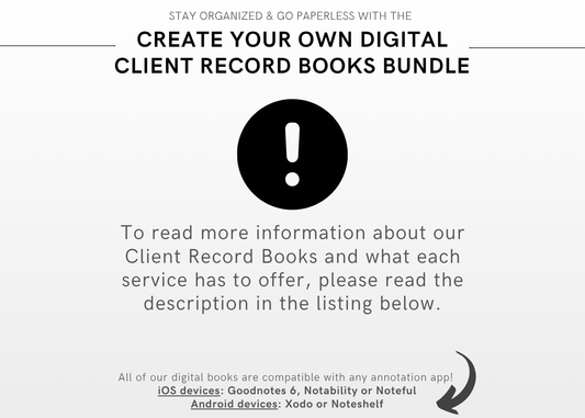 Create Your Digital Client Record Books Bundle (Choose 2 Services)