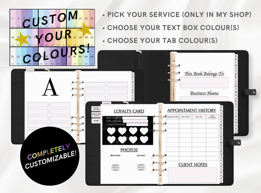 * CUSTOMIZE YOUR COLOURS * Digital Client Record Books