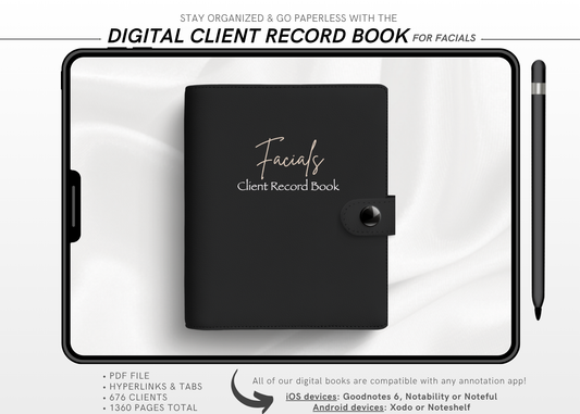 Digital FACIALS Client Record Book