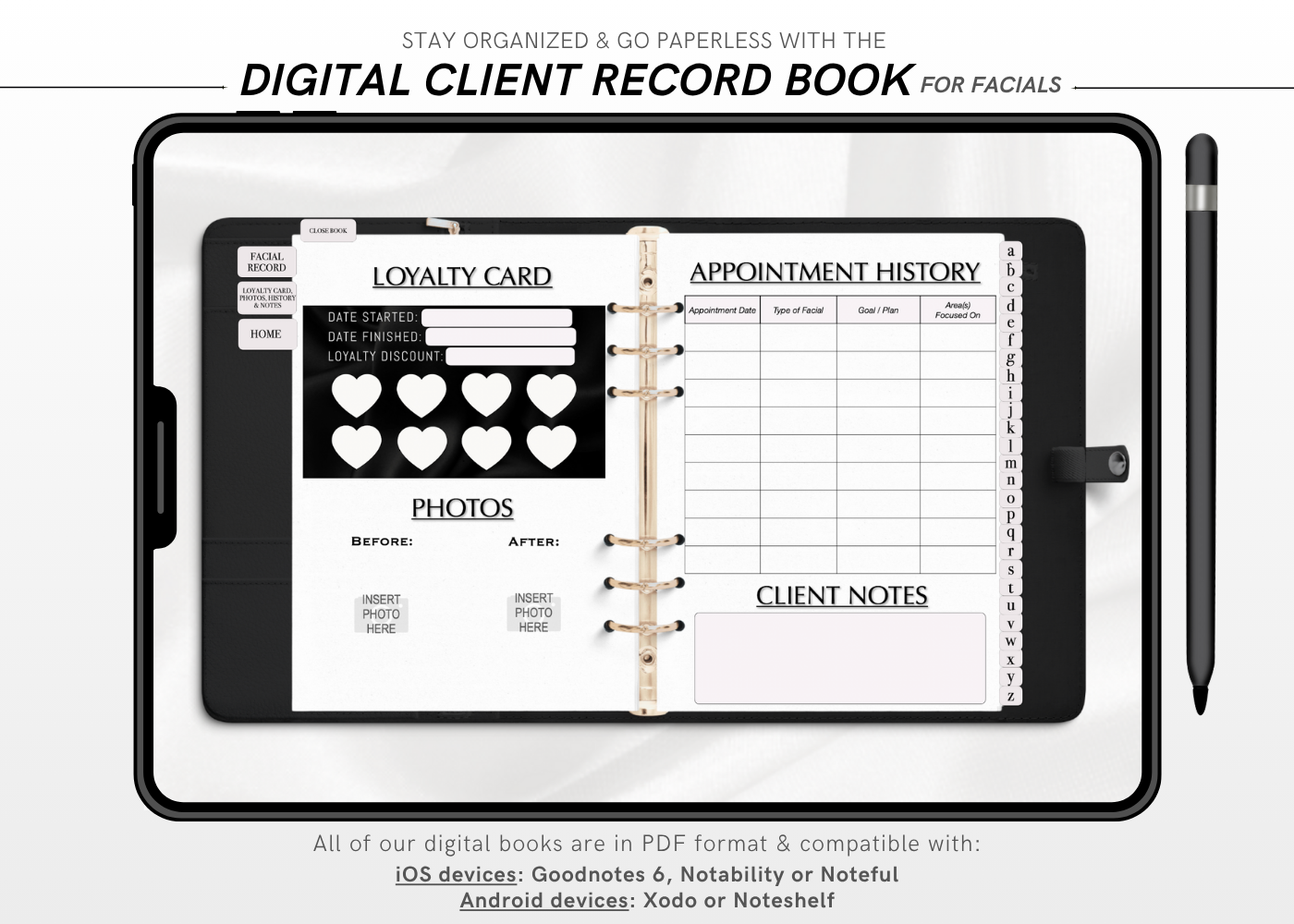 Digital FACIALS Client Record Book