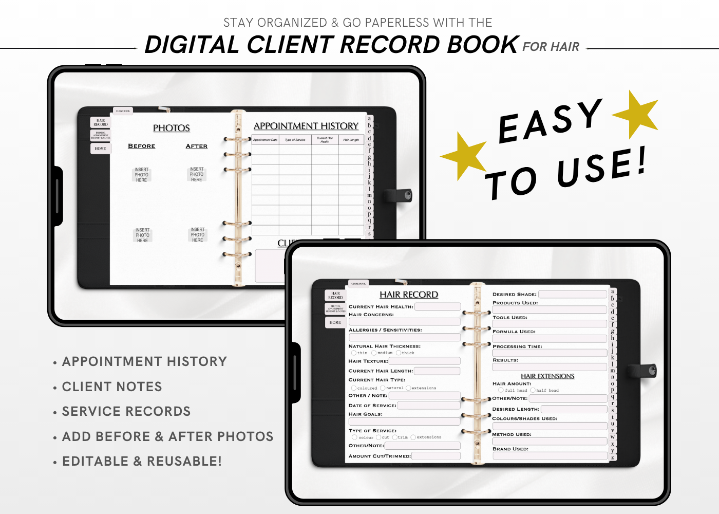 Digital HAIR Client Record Book