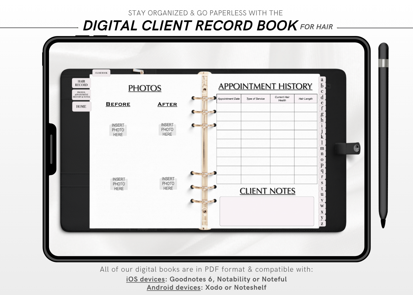Digital HAIR Client Record Book