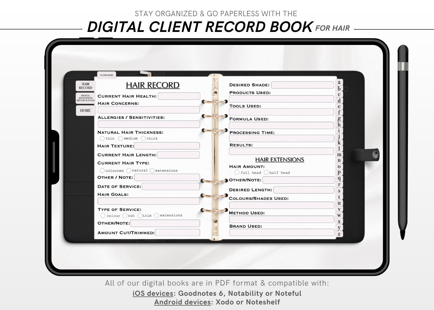 Digital HAIR Client Record Book