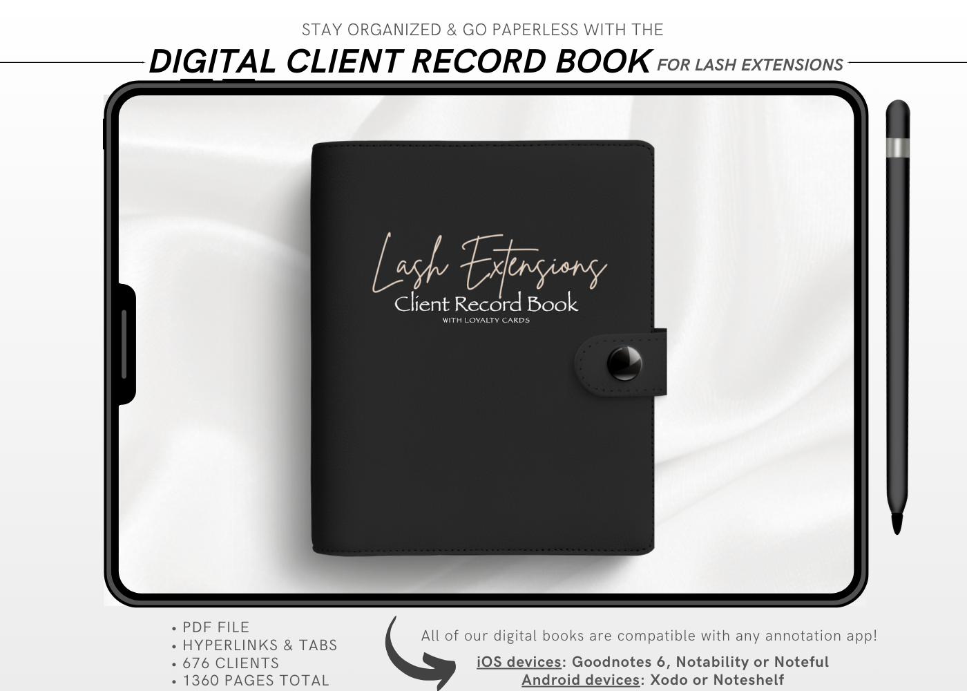 Digital LASH EXTENSIONS Client Record Book