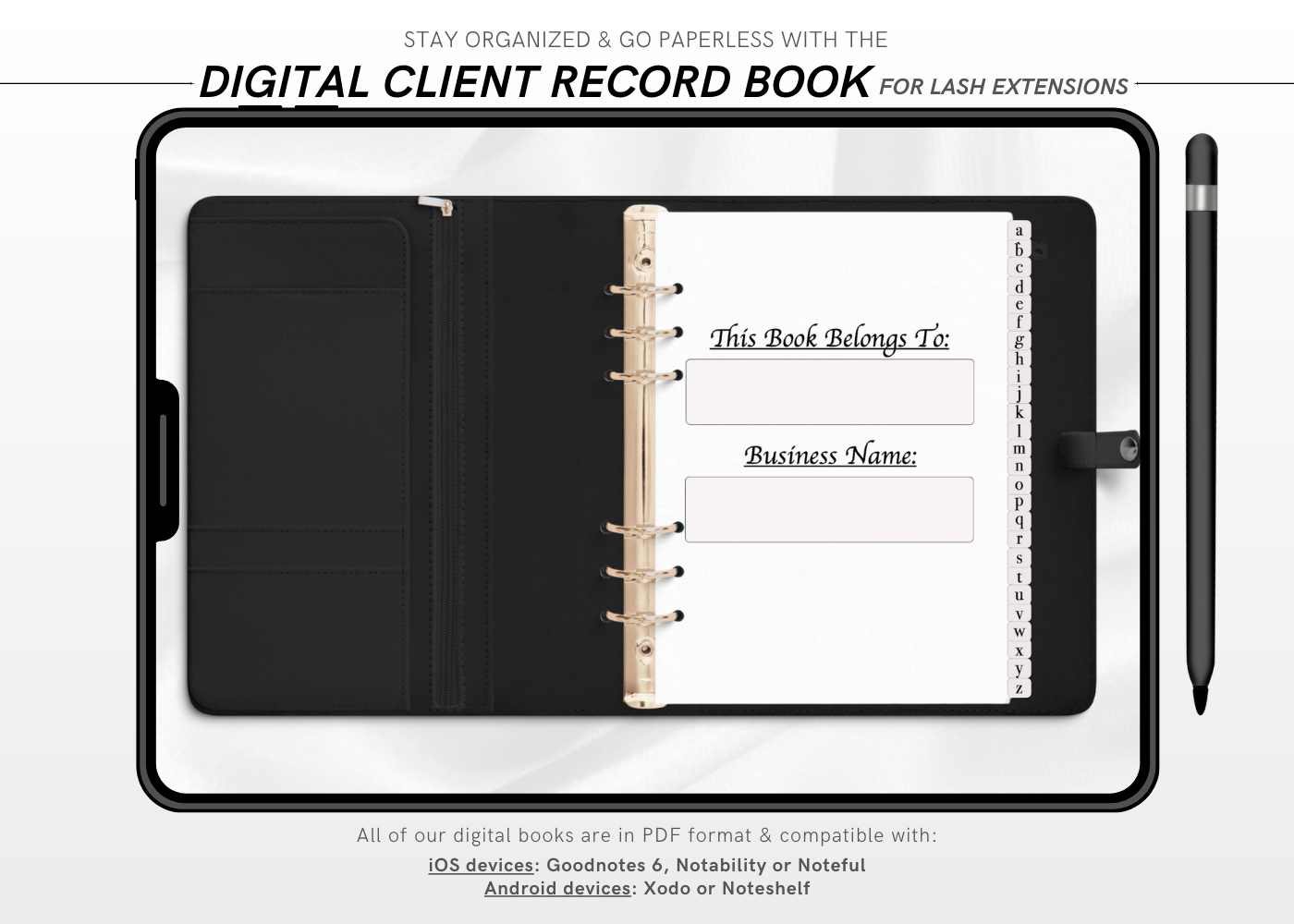 Digital LASH EXTENSIONS Client Record Book