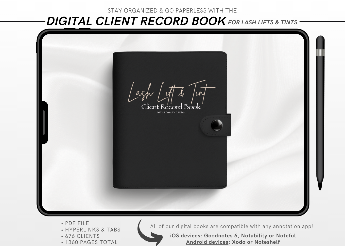 Digital LASH LIFT AND TINT Client Record Book