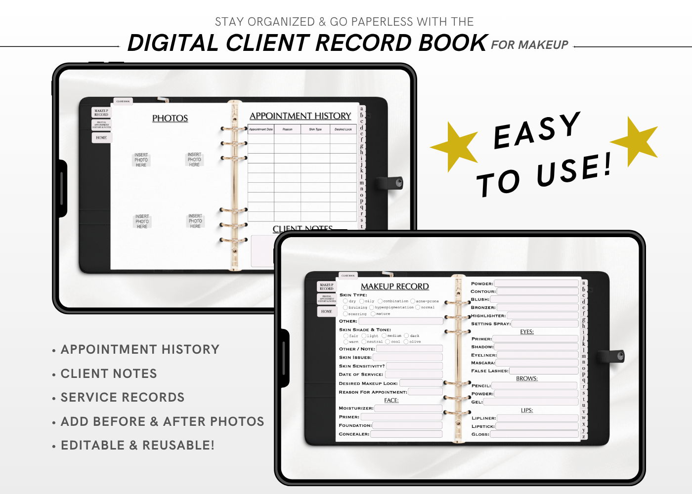 Digital MAKEUP Client Record Book