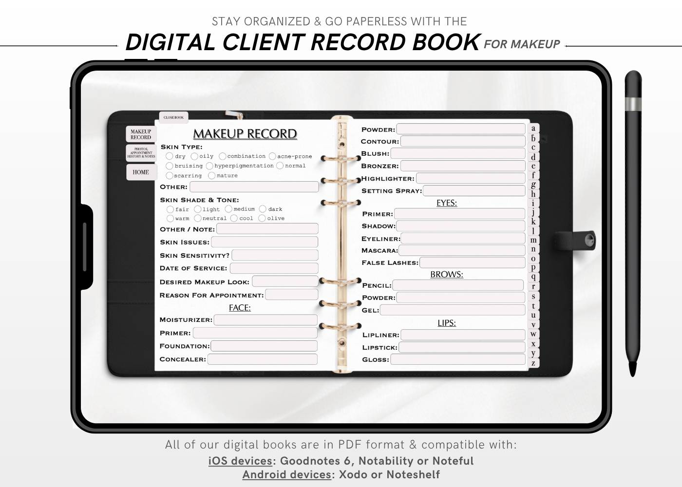 Digital MAKEUP Client Record Book