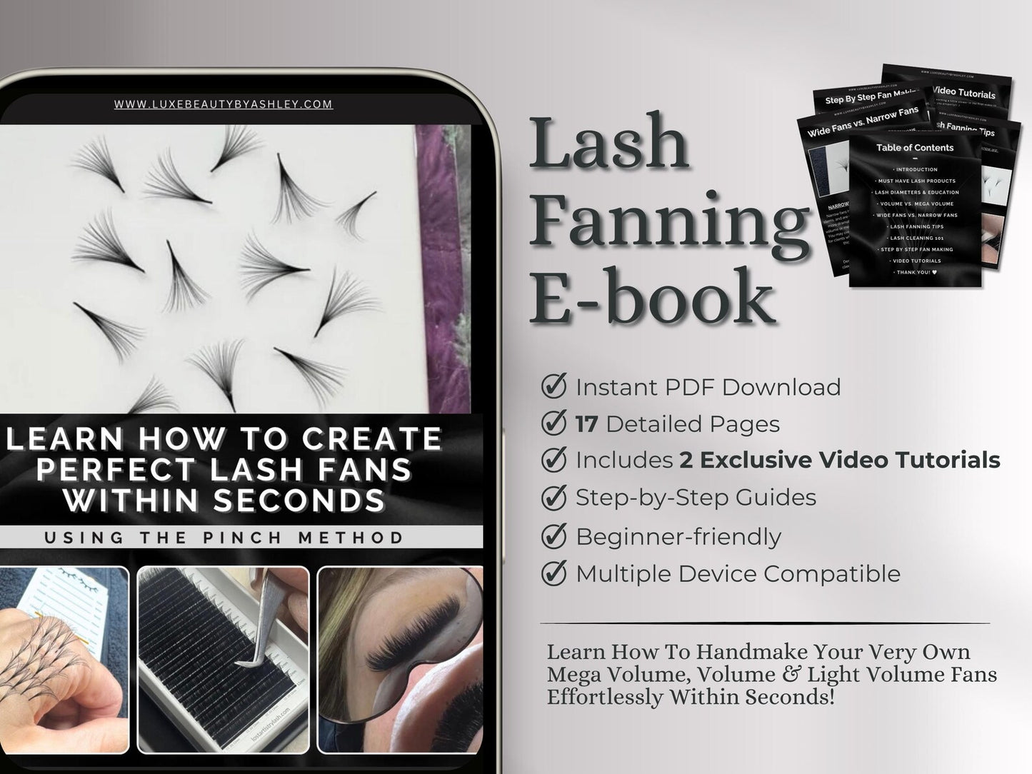 Lash Fanning E-Book for Beginners & Pros - Learn How to Create Perfect Lash Fans Within Seconds | Pinch Method | Lash Artist Guide