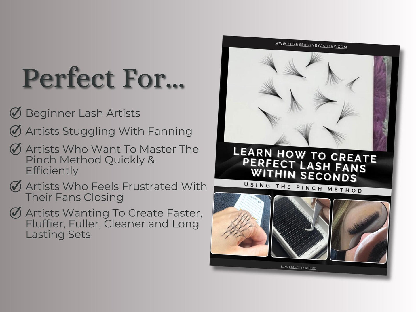 Lash Fanning E-Book for Beginners & Pros - Learn How to Create Perfect Lash Fans Within Seconds | Pinch Method | Lash Artist Guide