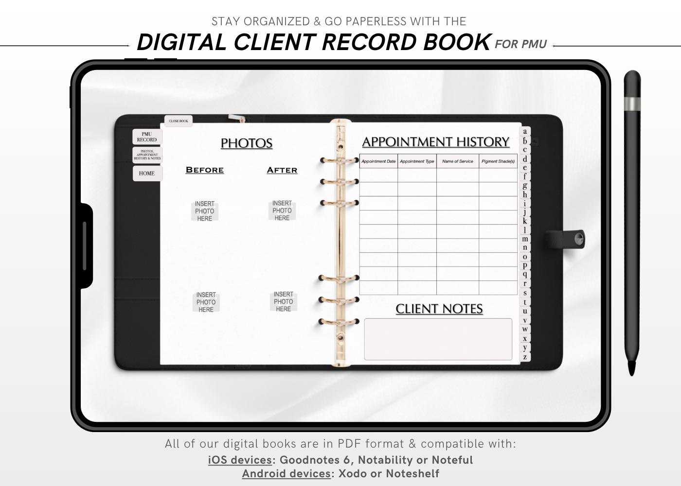 Digital PERMANENT MAKEUP (PMU) Client Record Book