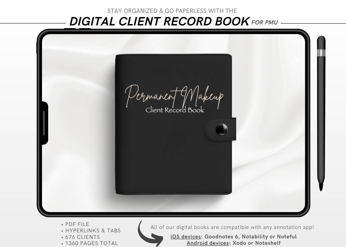 Digital PERMANENT MAKEUP (PMU) Client Record Book