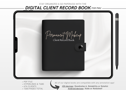 Digital PERMANENT MAKEUP (PMU) Client Record Book