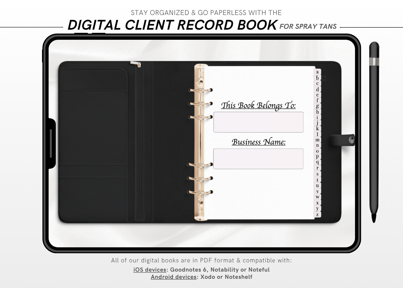 Digital SPRAY TAN Client Record Book