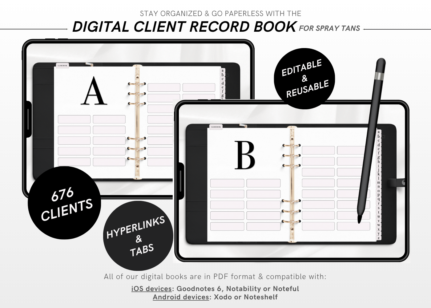 Digital SPRAY TAN Client Record Book