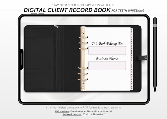 Digital TEETH WHITENING Client Record Book