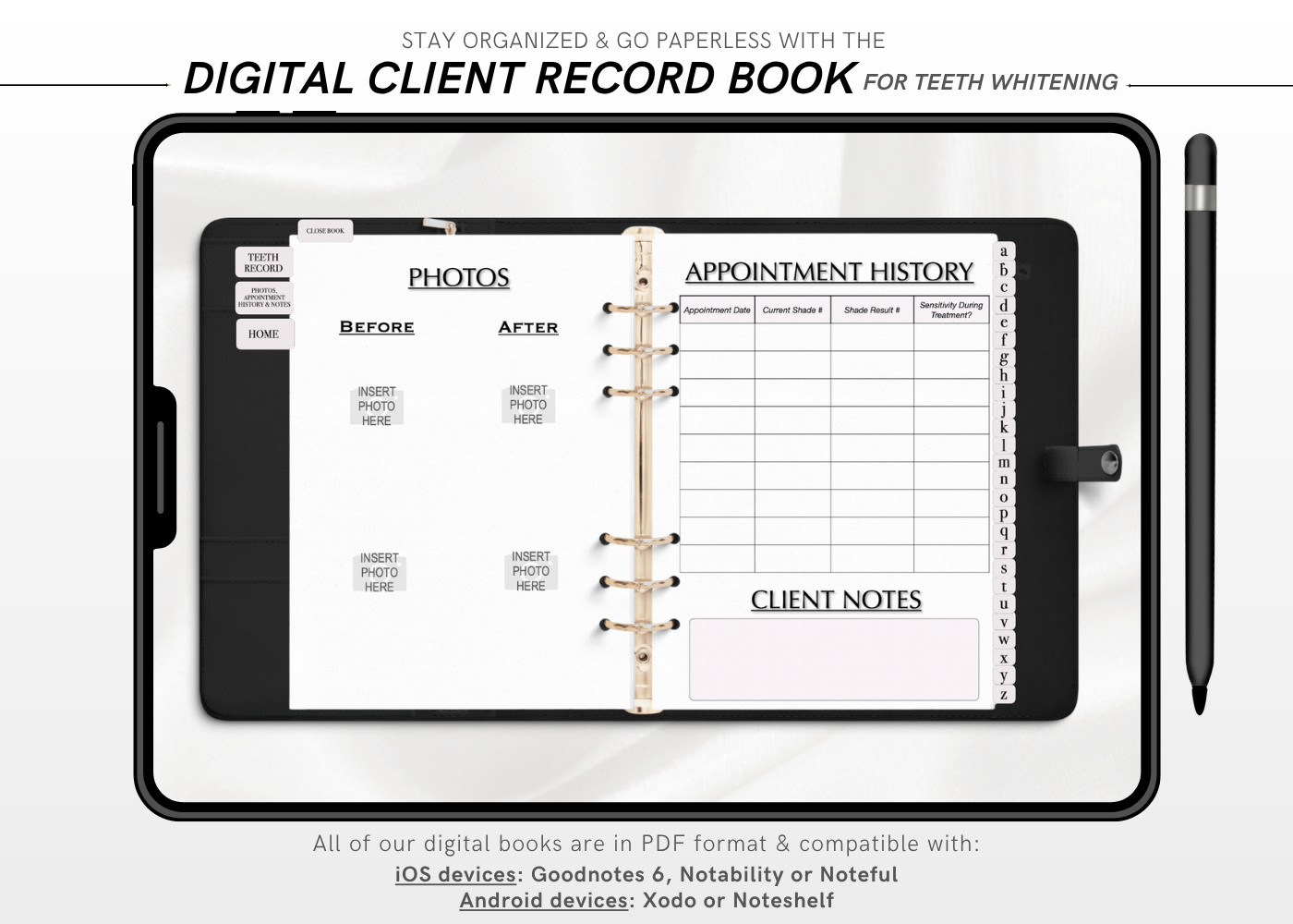 Digital TEETH WHITENING Client Record Book